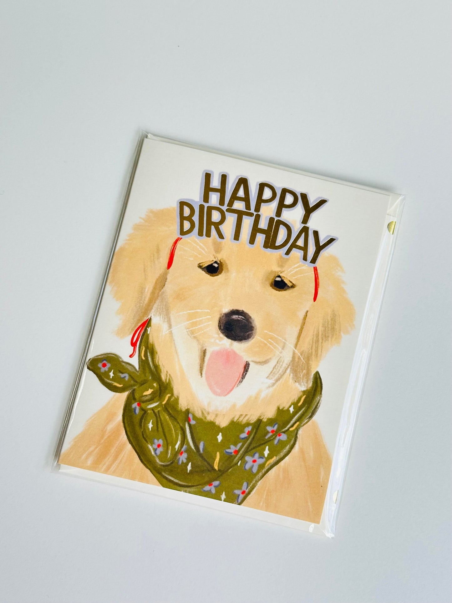 Happy Birthday Greeting Card Golden Retriever Gold Crown